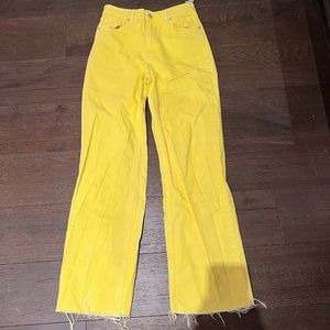 Yellow Zara Full Length Wide leg Jeans